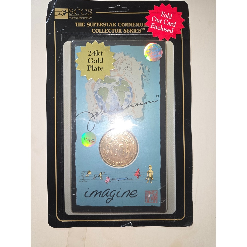 John Lennon Imagine 24kt Gold Plate Commemorative Coin SCCS Liberty Mint Card